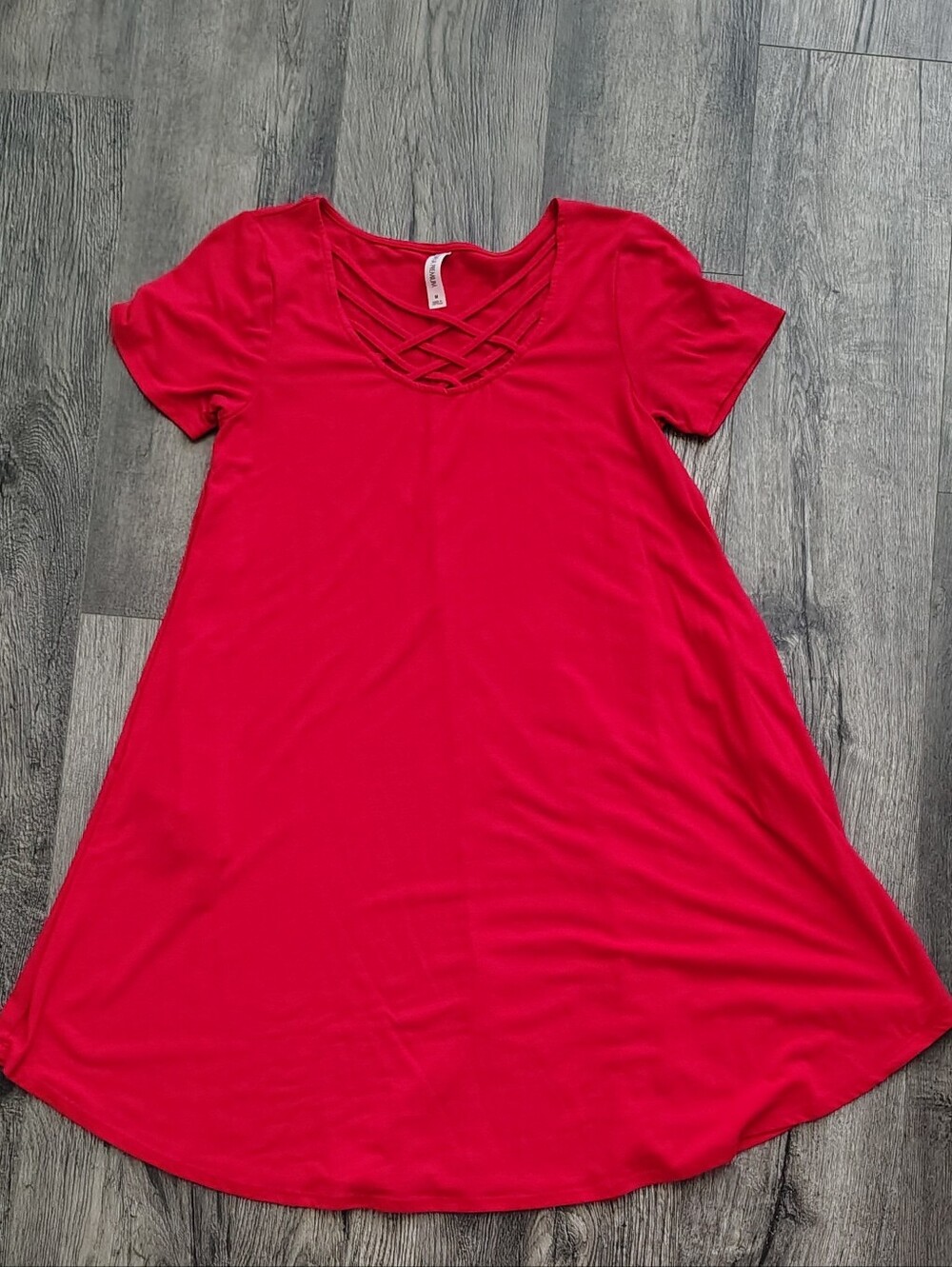 Zenana Red Criss Cross Neck Dress